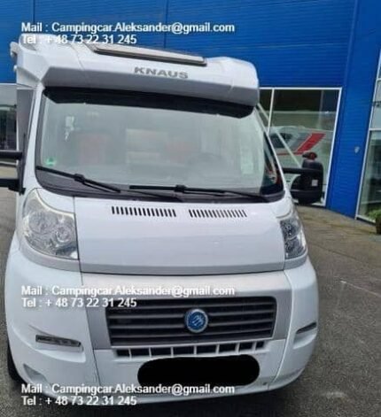 Prix : 16500€  FIAT 2.3 150 CH Knaus Sky R16 , année : 2013 , kilométrage : 130.000 Km , 4 places , 4 couchages , permis B , diesel , manuelle , panneaux solaires , Longueur totale  699 cm , test d’étanchéité ok 