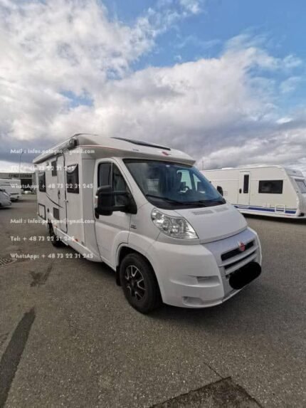 Prix : 16000€  FIAT 2.3 131 CH Bürstner Nexxo T660 , année : 2011 , diesel , manuelle , 68000 certifié , 4 places , 4 couchages , permis B , panneaux solaires.  